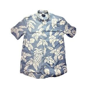 Sz M Jack O'Neill Reverse Stretch Hawaiian Aloha Shirt Tropical Floral Pineapple